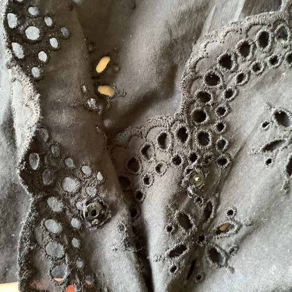 MADEWELL Scalloped Eyelet Wrap Top size M romantic black casual tie front blouse - Picture 12 of 12